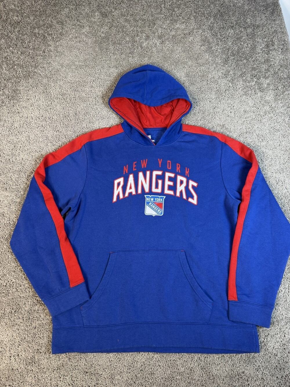 New York Rangers Hoodie Mens XL Blue NHL Hockey Fanatics Pullover Graphic